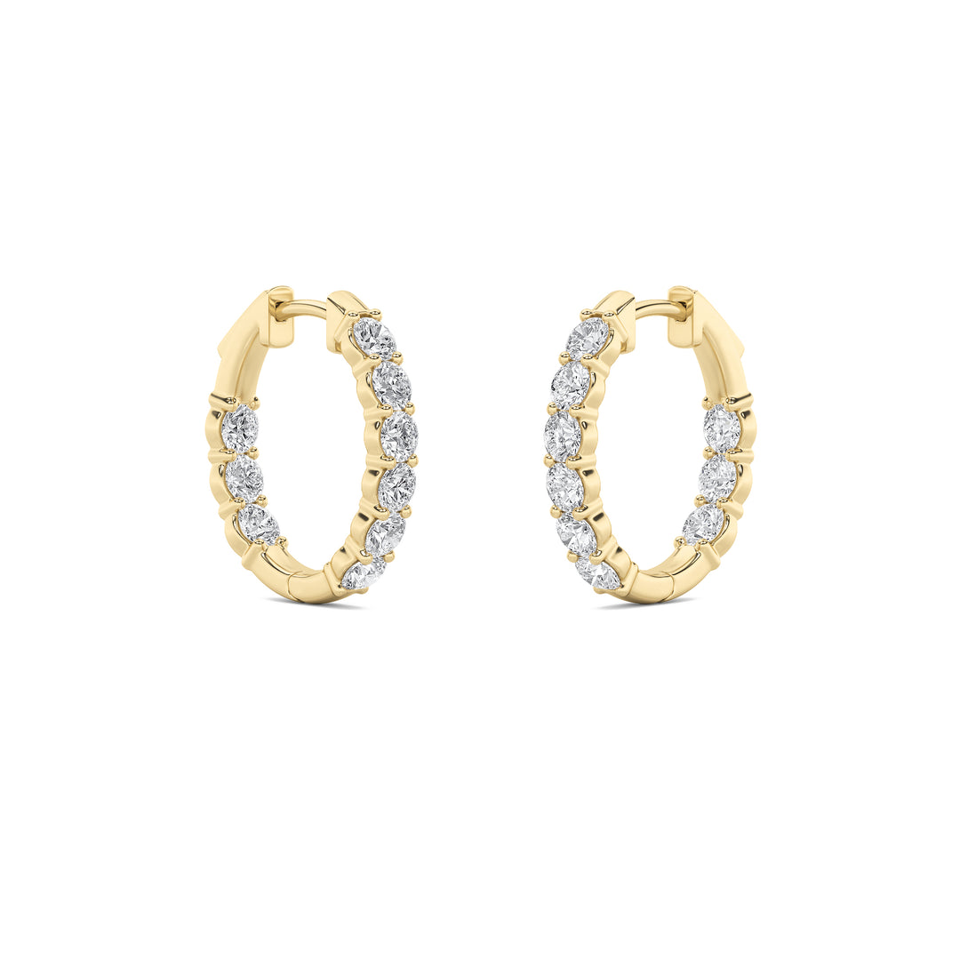 1.5CTW Round Shaped Lab Grown Diamond (F/VS) Inside Out Hoop Earrings in 14K Gold