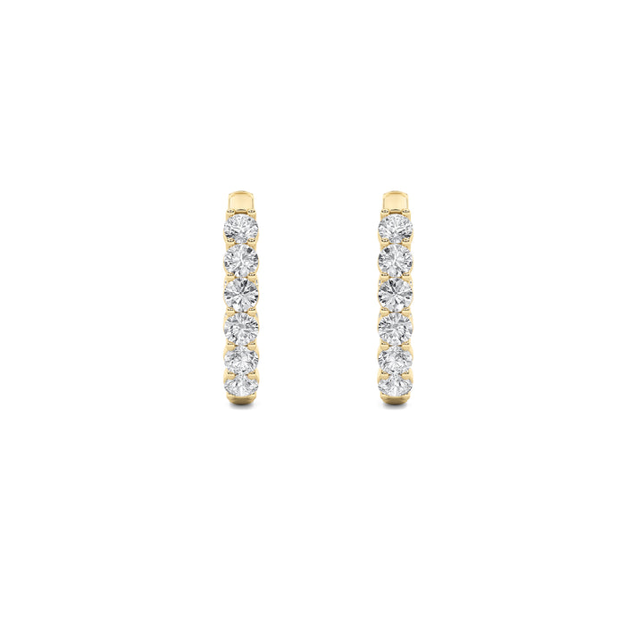 2Cttw Round Shaped Lab Grown Diamond (F/VS) Inside Out Hoop Earrings in 14K Gold