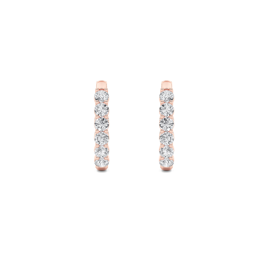 3Cttw Round Shaped Lab Grown Diamond (F/VS) Inside Out Hoop Earrings in 14K Gold