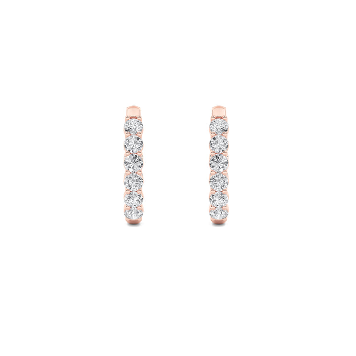 3Cttw Round Shaped Lab Grown Diamond (F/VS) Inside Out Hoop Earrings in 14K Gold