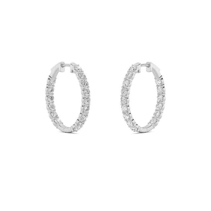 5Cttw Round Shaped Lab Grown Diamond (F/VS) Inside Out Hoop Earrings in 14K Gold