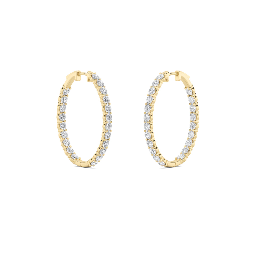 5Cttw Round Shaped Lab Grown Diamond (F/VS) Inside Out Hoop Earrings in 14K Gold