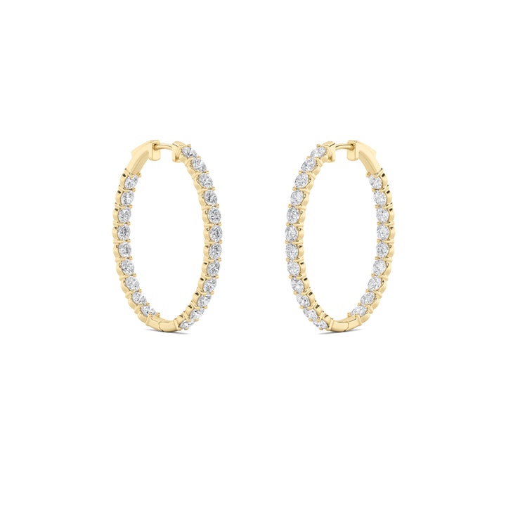 5Cttw Round Shaped Lab Grown Diamond (F/VS) Inside Out Hoop Earrings in 14K Gold