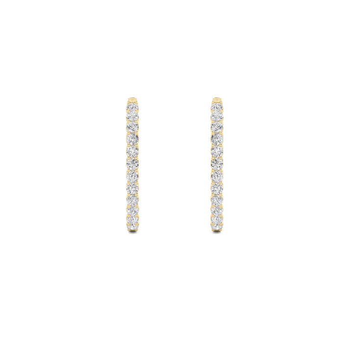 5Cttw Round Shaped Lab Grown Diamond (F/VS) Inside Out Hoop Earrings in 14K Gold
