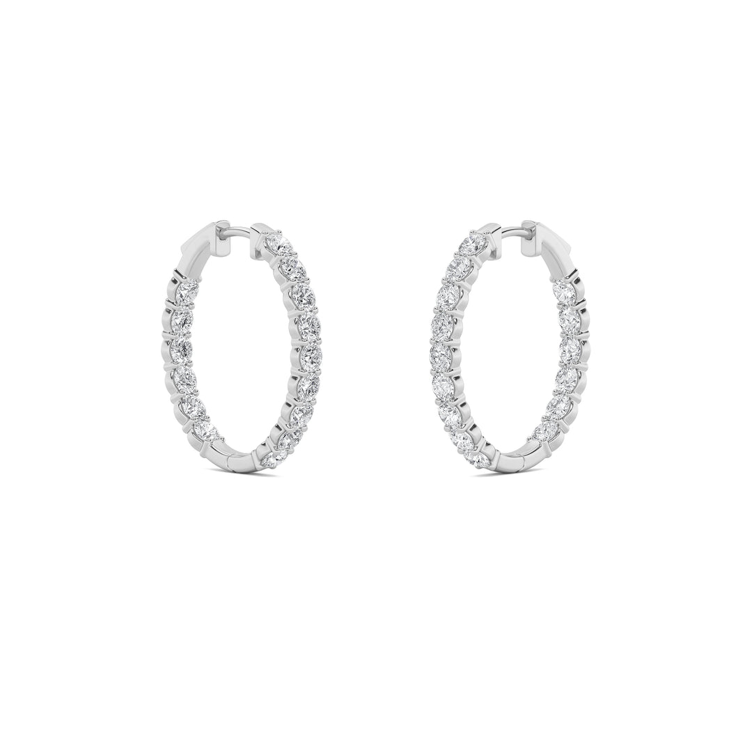7Cttw Round Shaped Lab Grown Diamond (F/VS) Inside Out Hoop Earrings in 14K Gold