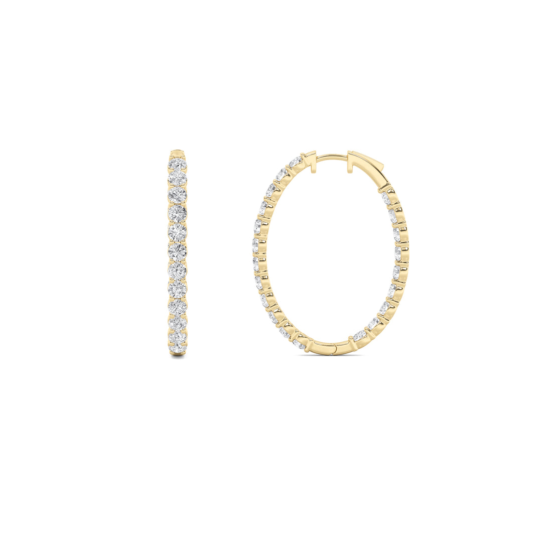7Cttw Round Shaped Lab Grown Diamond (F/VS) Inside Out Hoop Earrings in 14K Gold