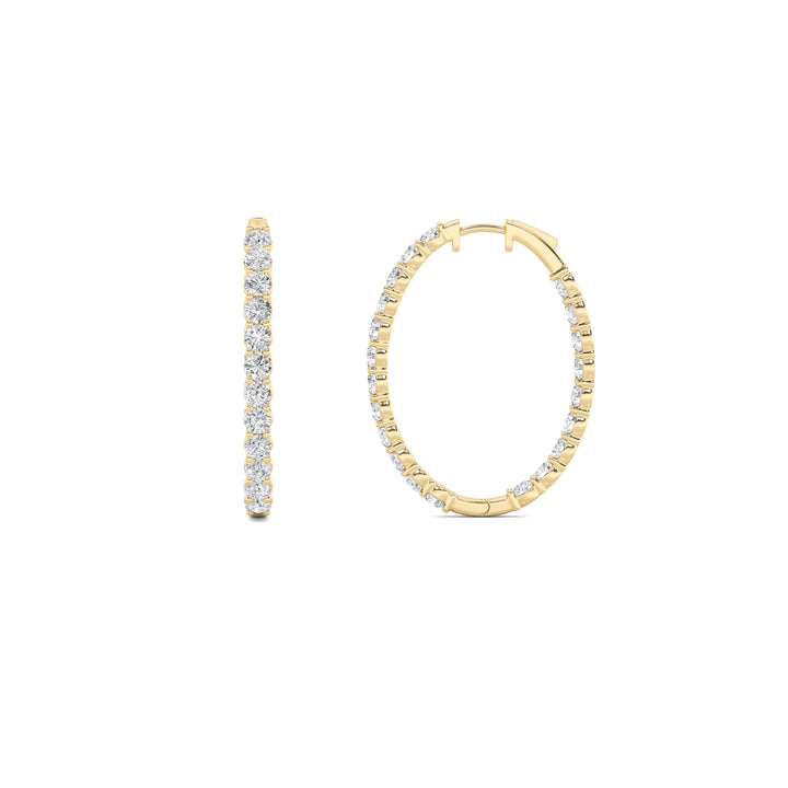 7Cttw Round Shaped Lab Grown Diamond (F/VS) Inside Out Hoop Earrings in 14K Gold