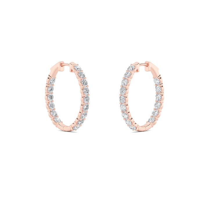 7Cttw Round Shaped Lab Grown Diamond (F/VS) Inside Out Hoop Earrings in 14K Gold