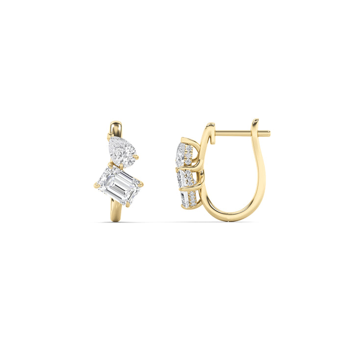 3Cttw Mixed Shaped Lab Grown Diamond (F/VS) Toi et Moi Fashion Earrings in 14K Gold