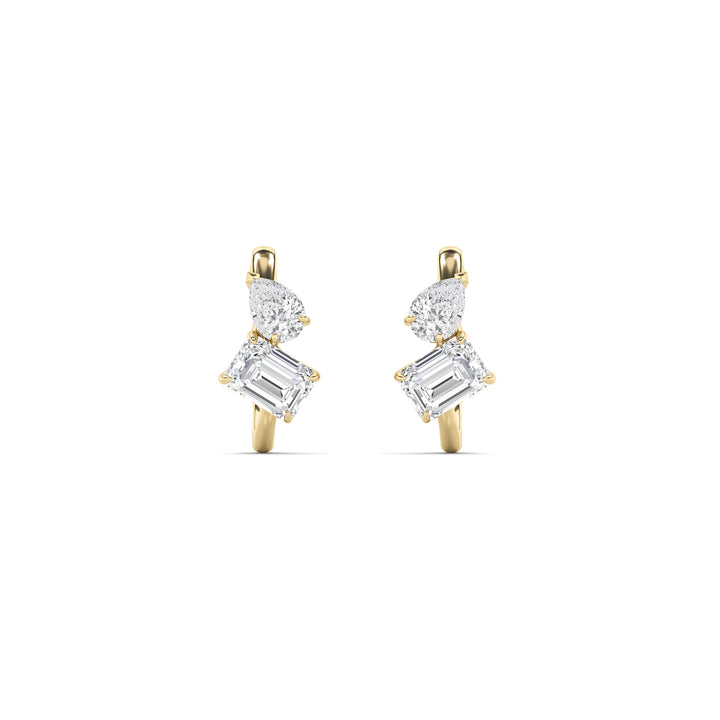 3Cttw Mixed Shaped Lab Grown Diamond (F/VS) Toi et Moi Fashion Earrings in 14K Gold