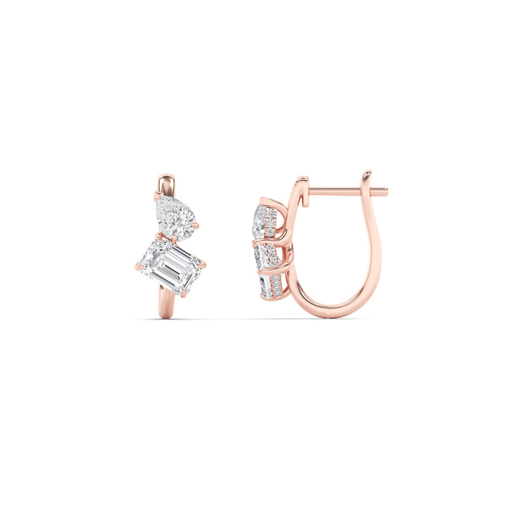 3Cttw Mixed Shaped Lab Grown Diamond (F/VS) Toi et Moi Fashion Earrings in 14K Gold