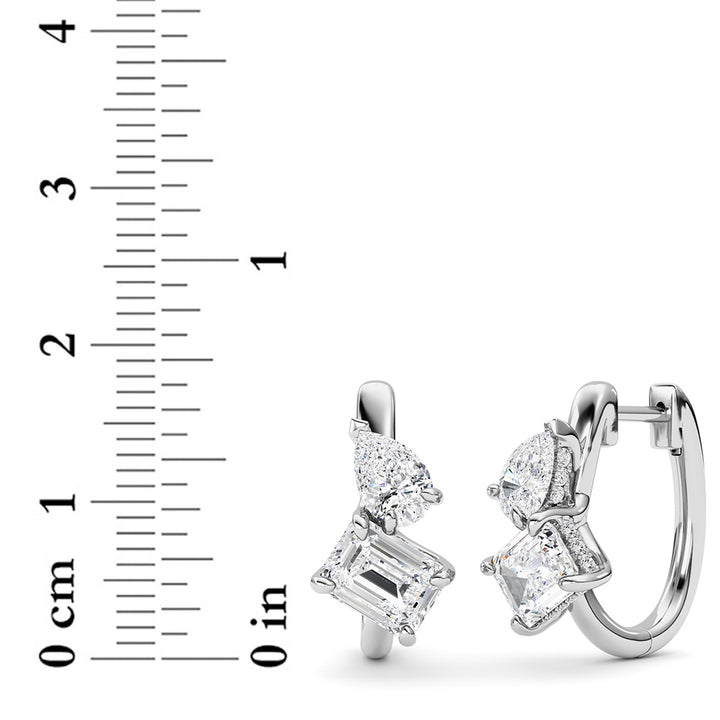 3Cttw Emerald Shaped Lab Grown Diamond (F/VS) Toiet Moi Huggie Earrings in 14K Gold