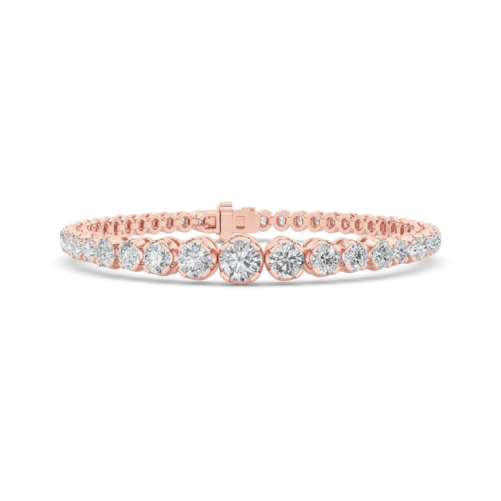5Cttw Round Shaped Lab Grown Diamond (F/VS) Graduating Tennis Bracelet in 14K Gold
