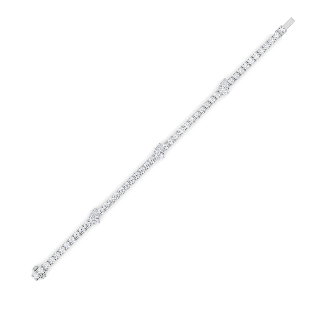 10Cttw Pear Shaped Lab Grown Diamond (F/VS) East West Station Bracelet in 14K Gold