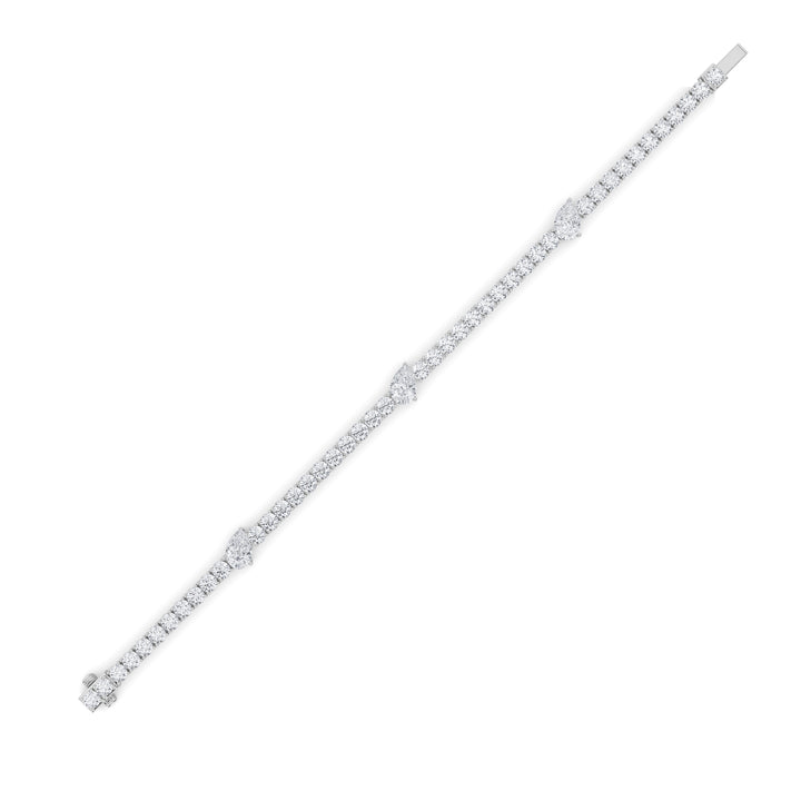 10Cttw Pear Shaped Lab Grown Diamond (F/VS) East West Station Bracelet in 14K Gold