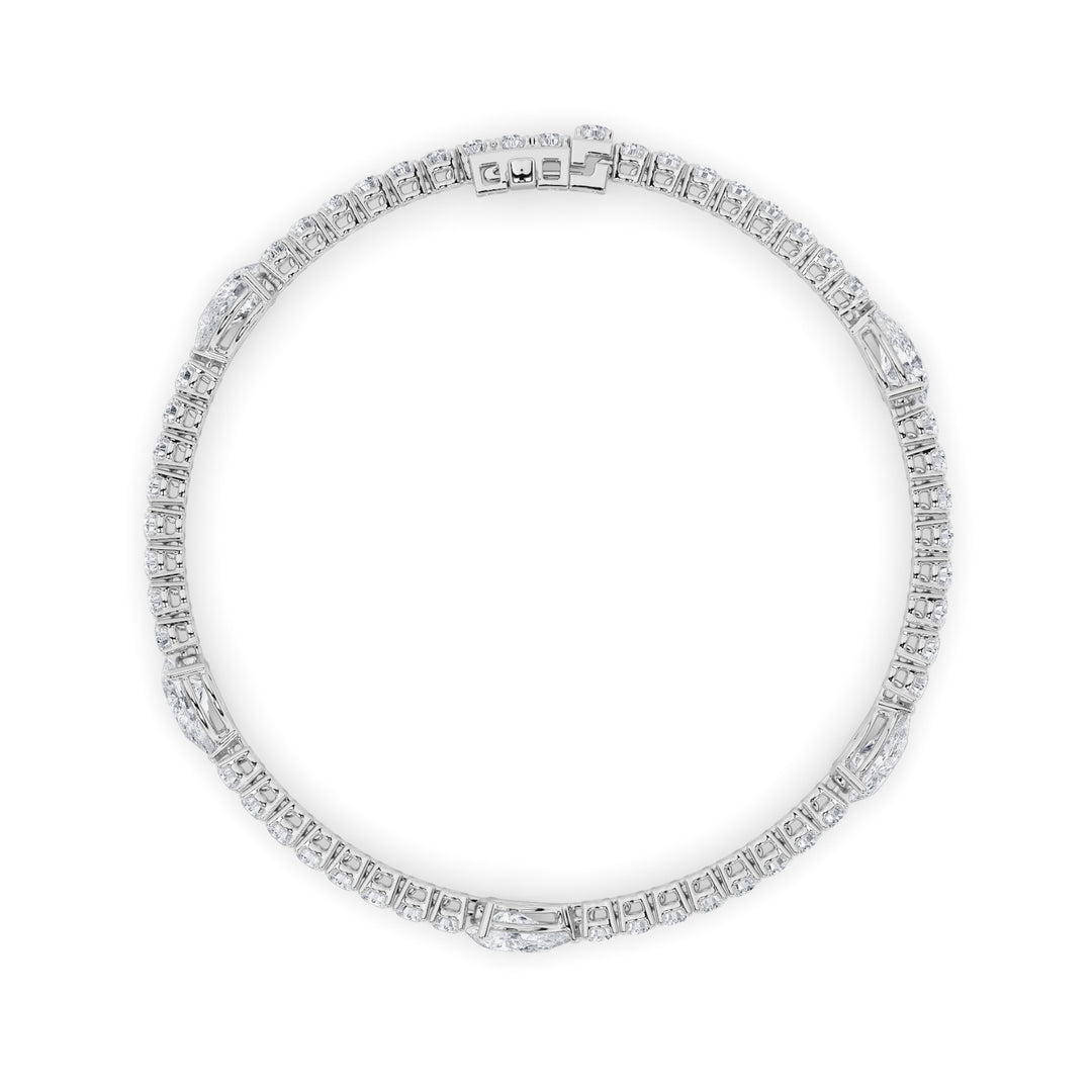 6Cttw Pear Shaped Lab Grown Diamond (F/VS) East West Station Bracelet in 14K Gold