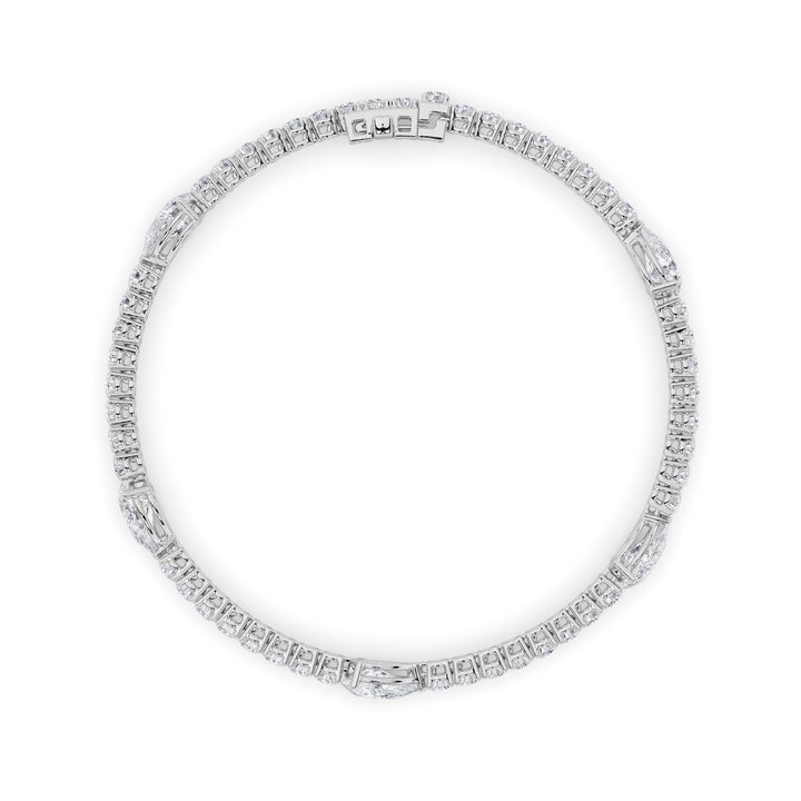 6Cttw Pear Shaped Lab Grown Diamond (F/VS) East West Station Bracelet in 14K Gold