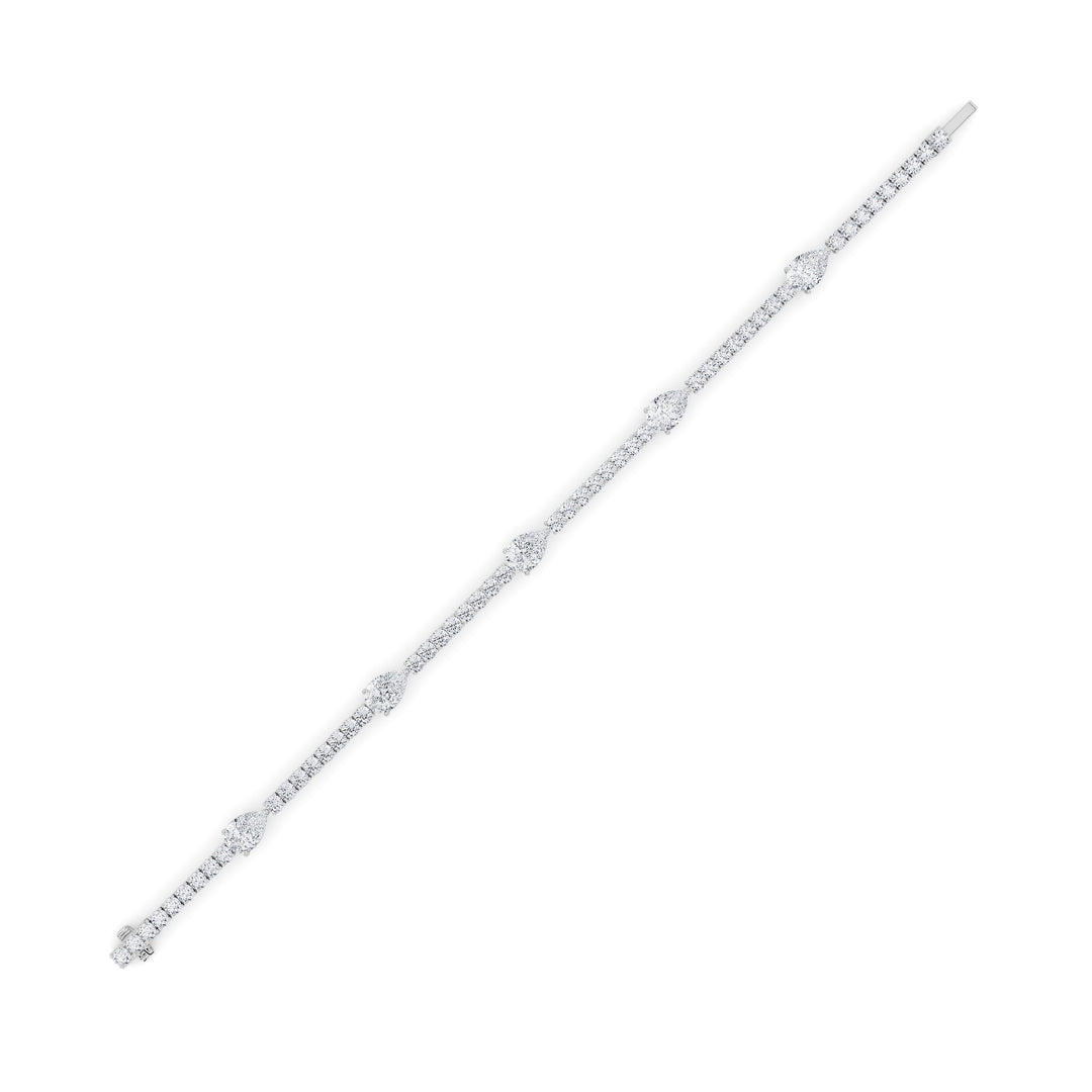 6Cttw Pear Shaped Lab Grown Diamond (F/VS) East West Station Bracelet in 14K Gold
