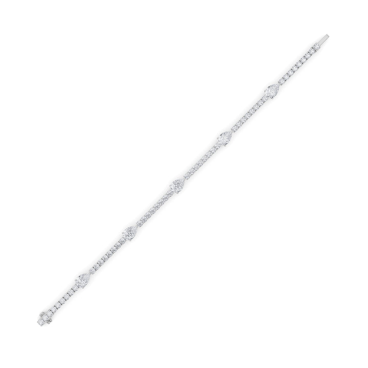 6Cttw Pear Shaped Lab Grown Diamond (F/VS) East West Station Bracelet in 14K Gold