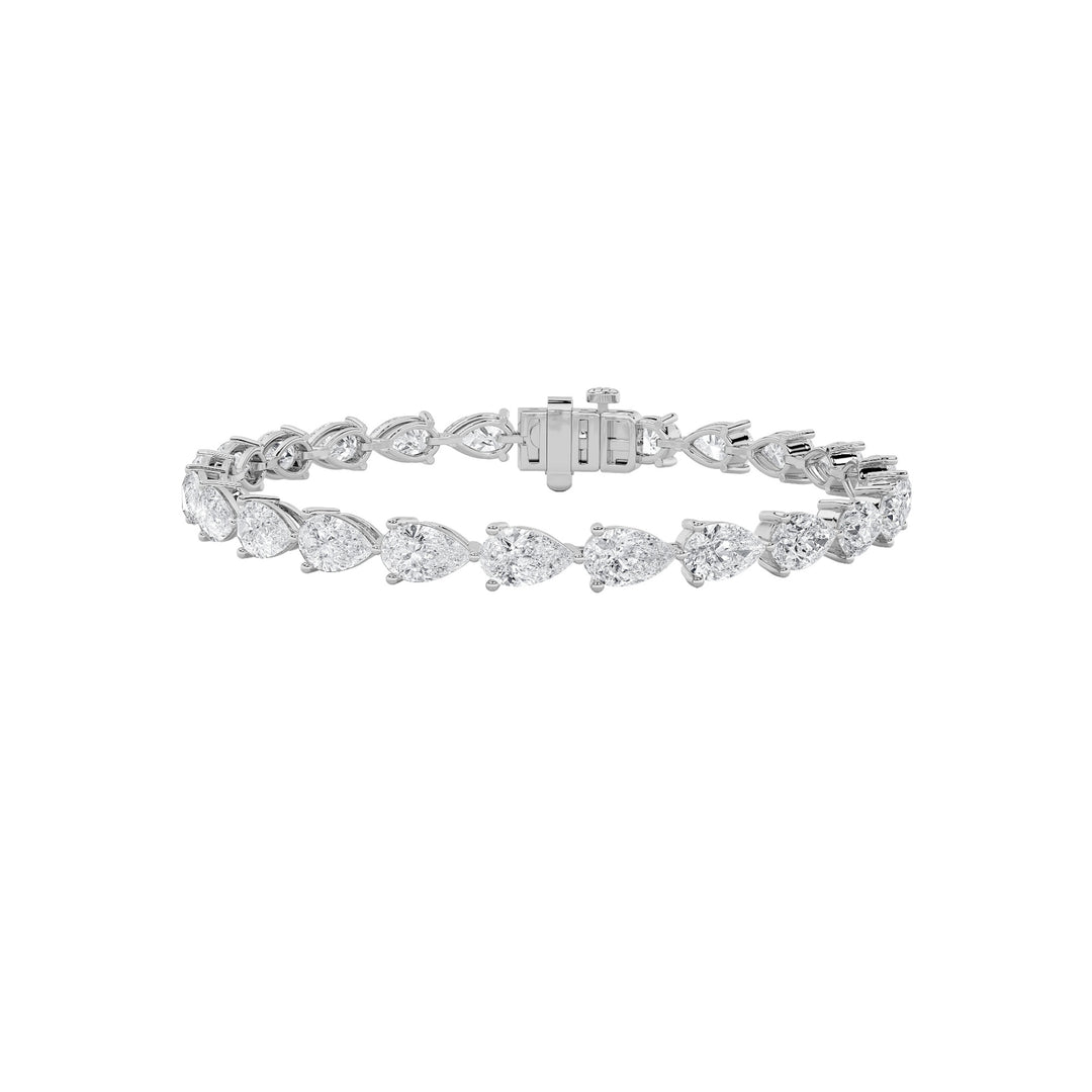 10Cttw Pear Shaped Lab Grown Diamond (F/VS) FancyLine Bracelet in 14K Gold
