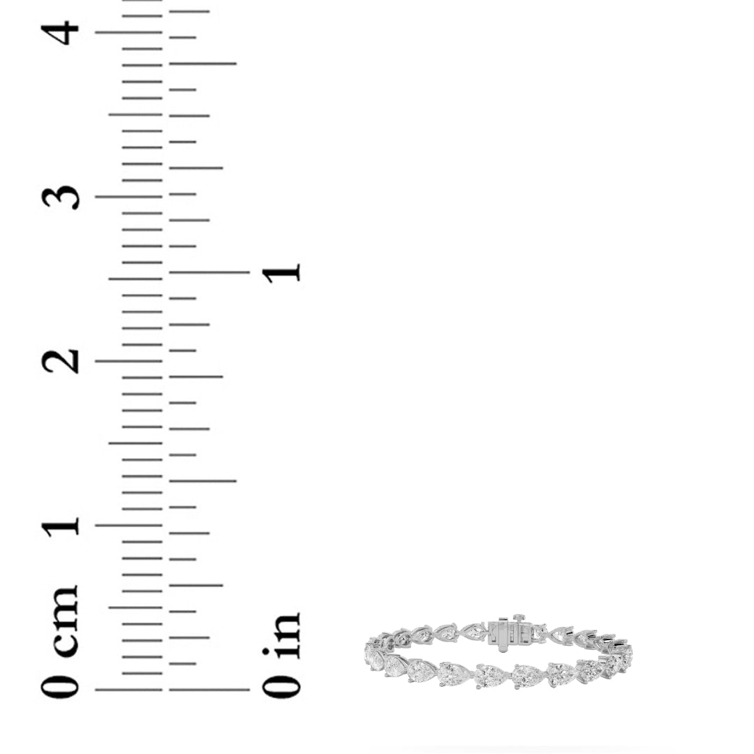 10Cttw Pear Shaped Lab Grown Diamond (F/VS) FancyLine Bracelet in 14K Gold