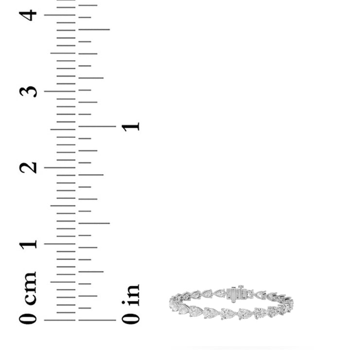 10Cttw Pear Shaped Lab Grown Diamond (F/VS) FancyLine Bracelet in 14K Gold