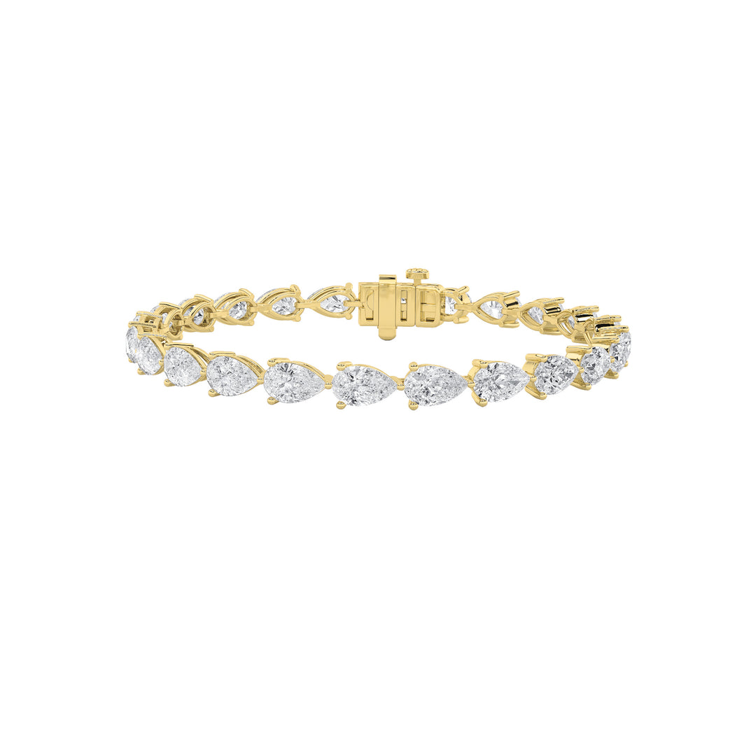 10Cttw Pear Shaped Lab Grown Diamond (F/VS) FancyLine Bracelet in 14K Gold