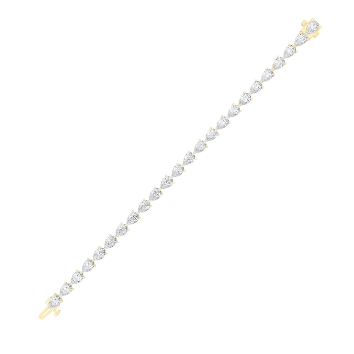 10Cttw Pear Shaped Lab Grown Diamond (F/VS) FancyLine Bracelet in 14K Gold