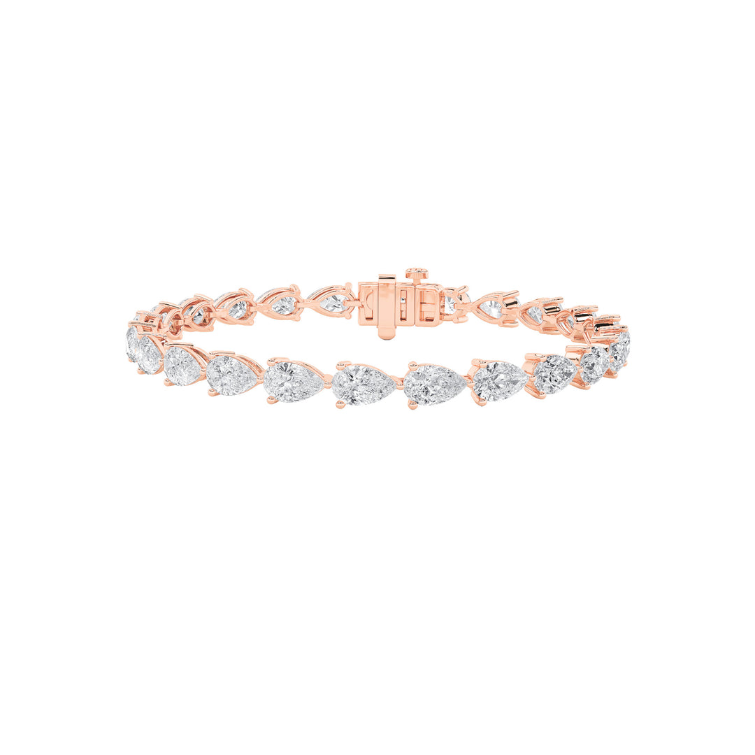 10Cttw Pear Shaped Lab Grown Diamond (F/VS) FancyLine Bracelet in 14K Gold