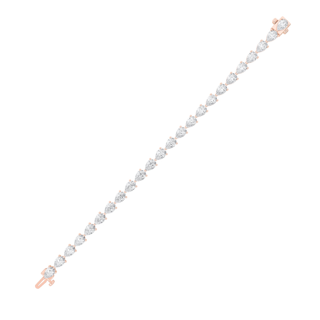 10Cttw Pear Shaped Lab Grown Diamond (F/VS) FancyLine Bracelet in 14K Gold