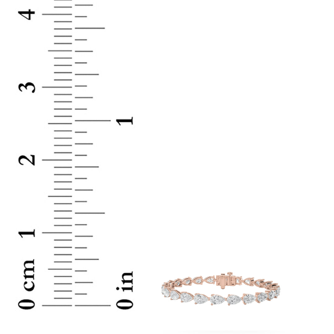 10Cttw Pear Shaped Lab Grown Diamond (F/VS) FancyLine Bracelet in 14K Gold