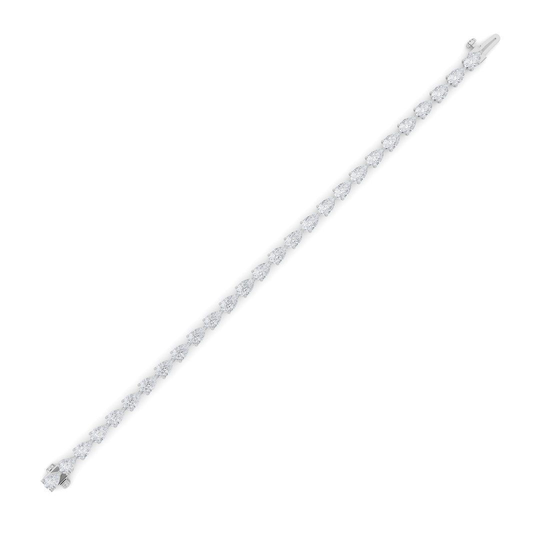 6Cttw Pear Shaped Lab Grown Diamond (F/VS) Fancy Line Bracelet in 14K Gold