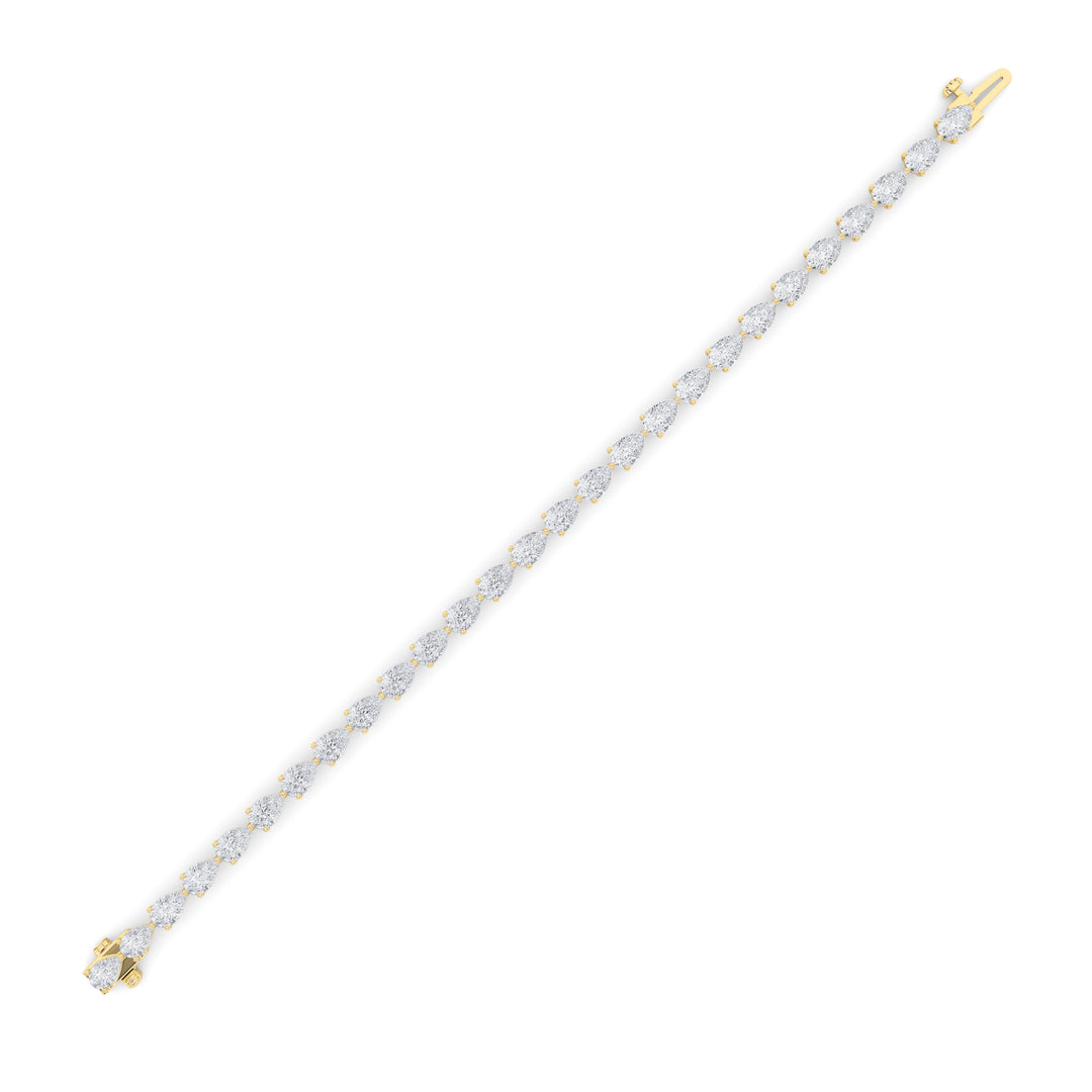 6Cttw Pear Shaped Lab Grown Diamond (F/VS) Fancy Line Bracelet in 14K Gold