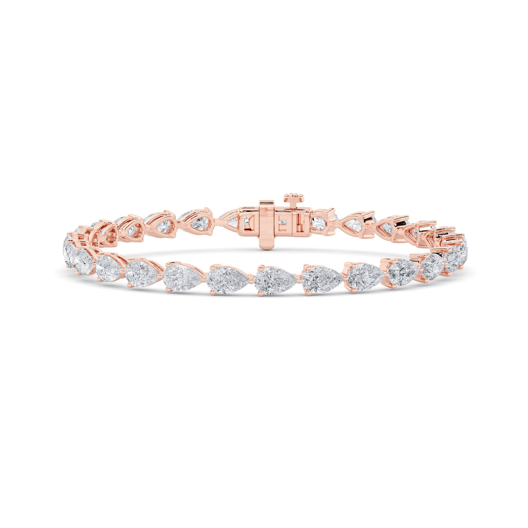 7Cttw Pear Shaped Lab Grown Diamond (F/VS) Fancy Line Bracelet in 14K Gold