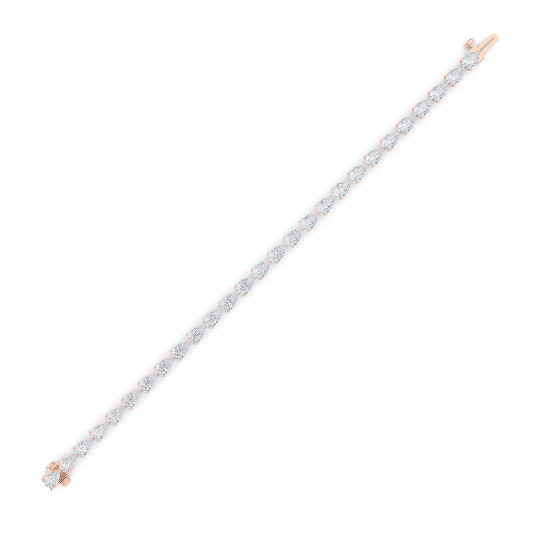 7Cttw Pear Shaped Lab Grown Diamond (F/VS) Fancy Line Bracelet in 14K Gold