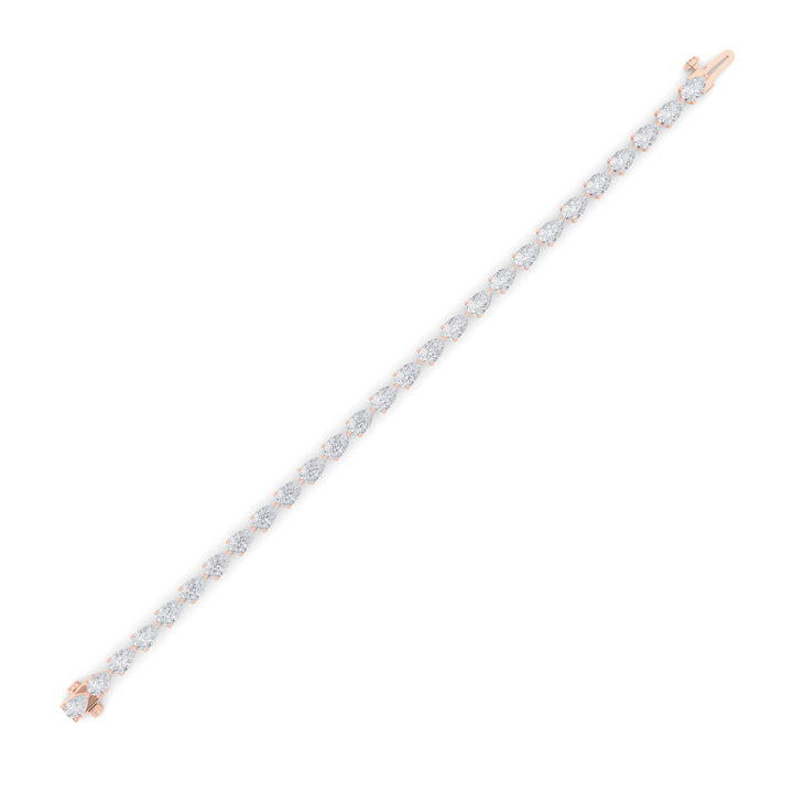 7Cttw Pear Shaped Lab Grown Diamond (F/VS) Fancy Line Bracelet in 14K Gold