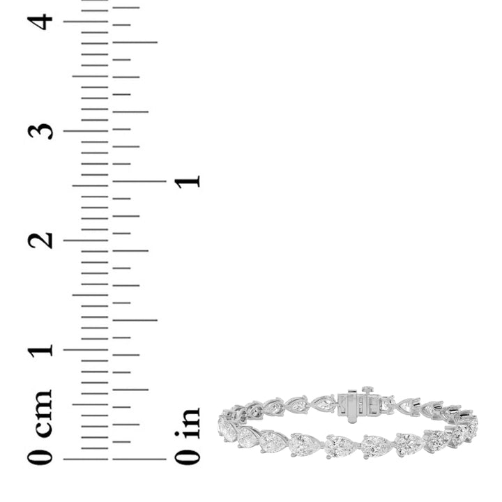 8.5Cttw Pear Shaped Lab Grown Diamond (F/VS) Fancy Line Bracelet in 14K Gold