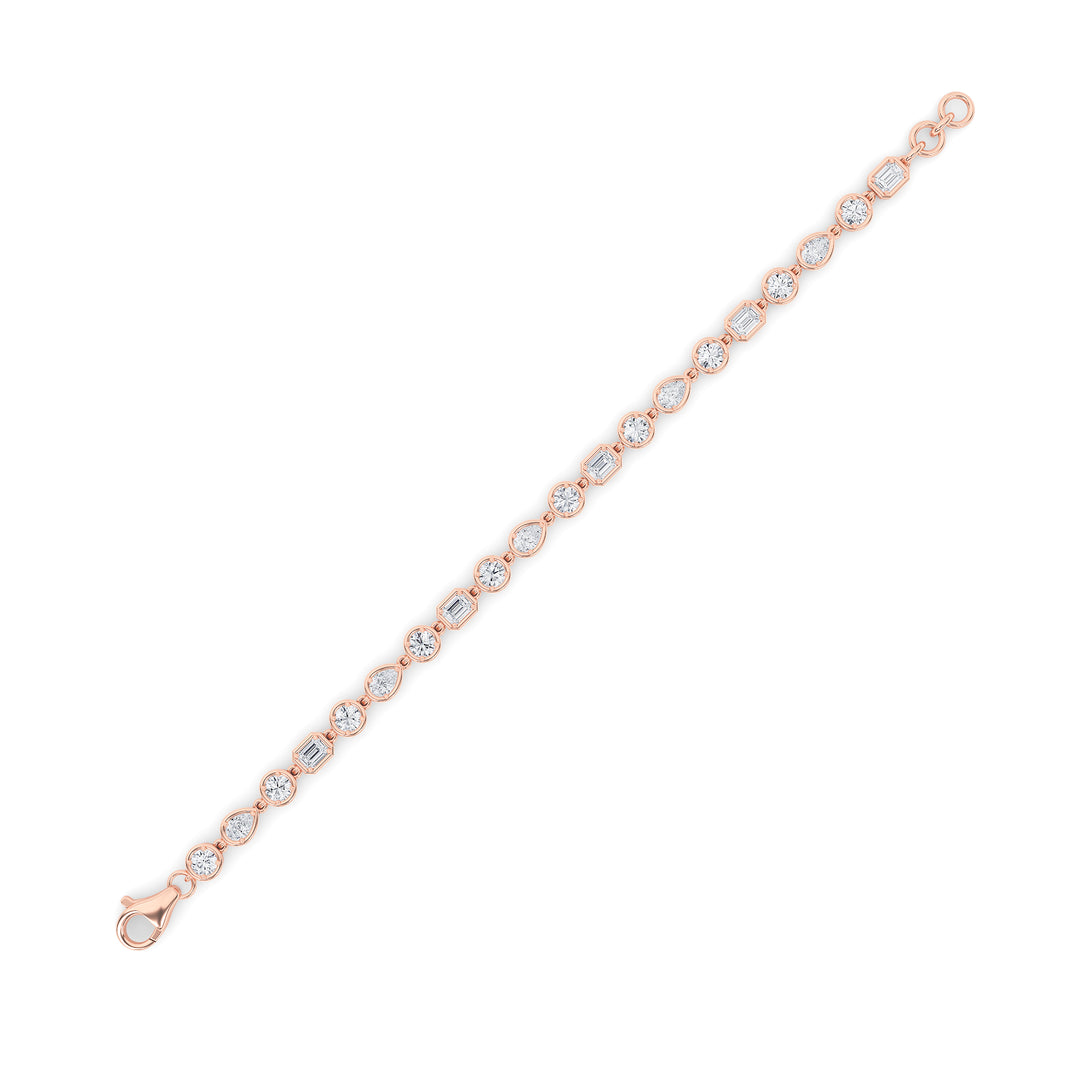 4Cttw Mix Shaped Lab Grown Diamond (G/VS) Bracelet in 14K Gold
