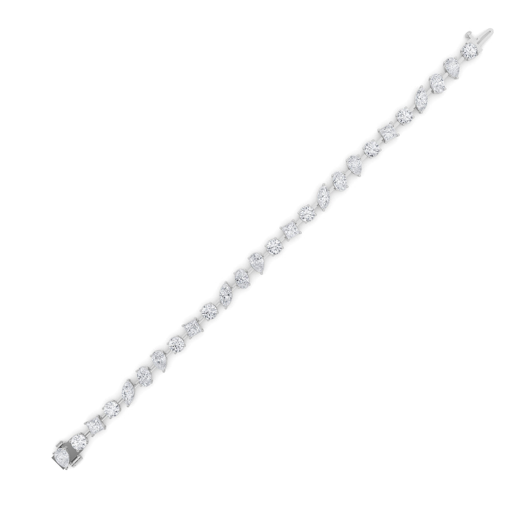 10.25Cttw Mix Shaped Lab Grown Diamond (F/VS) Bracelet in 14K Gold