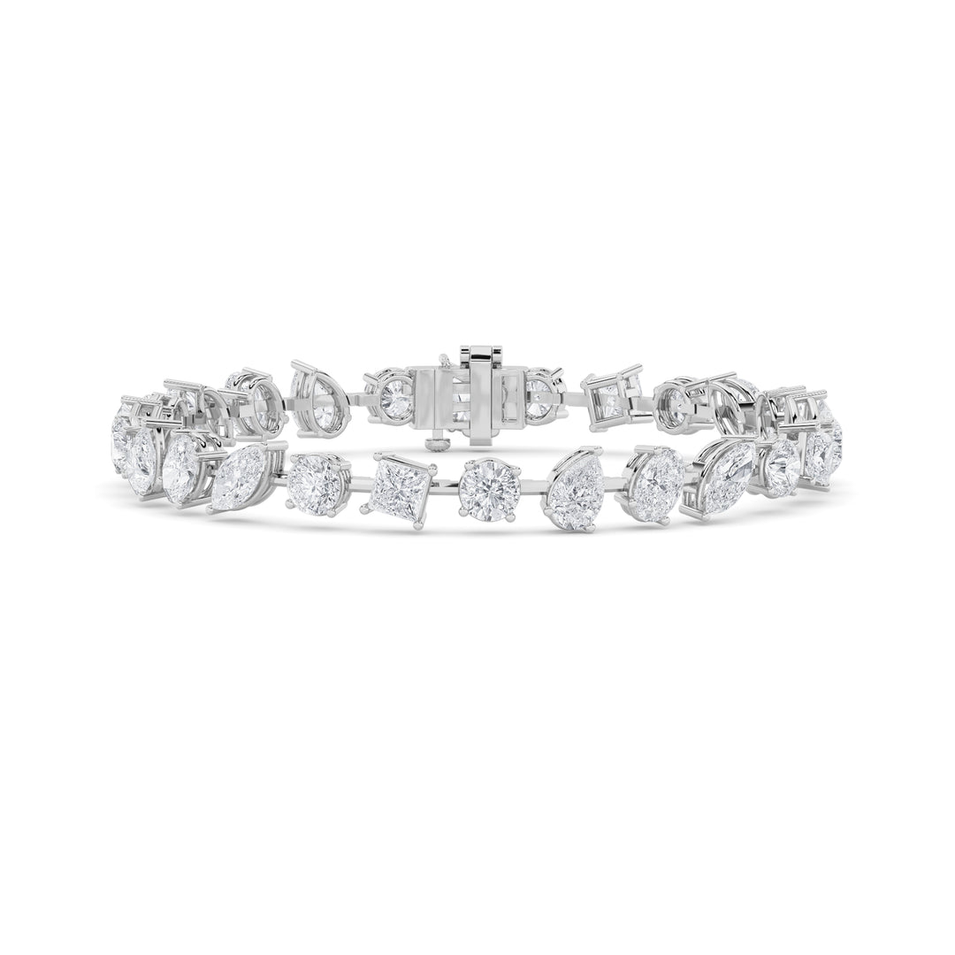 10.5Cttw Mix Shaped Lab Grown Diamond (F/VS) North South Bracelet in 14K Gold
