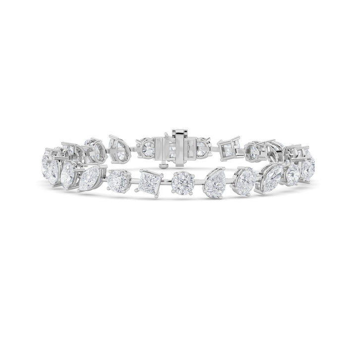10.5Cttw Mix Shaped Lab Grown Diamond (F/VS) North South Bracelet in 14K Gold