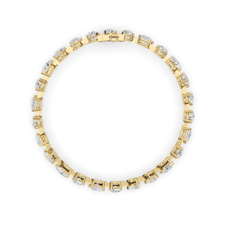 10.5Cttw Mix Shaped Lab Grown Diamond (F/VS) North South Bracelet in 14K Gold