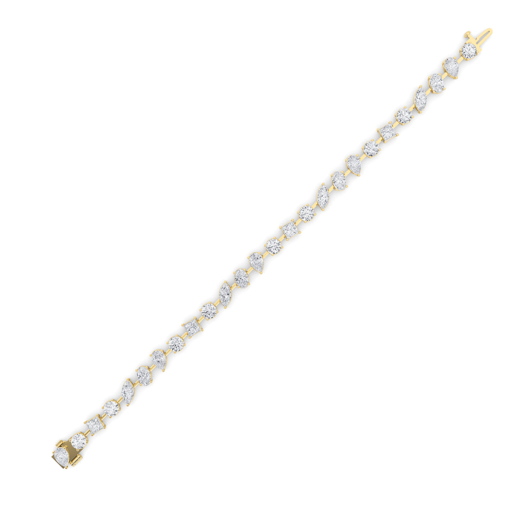 10.5Cttw Mix Shaped Lab Grown Diamond (F/VS) North South Bracelet in 14K Gold