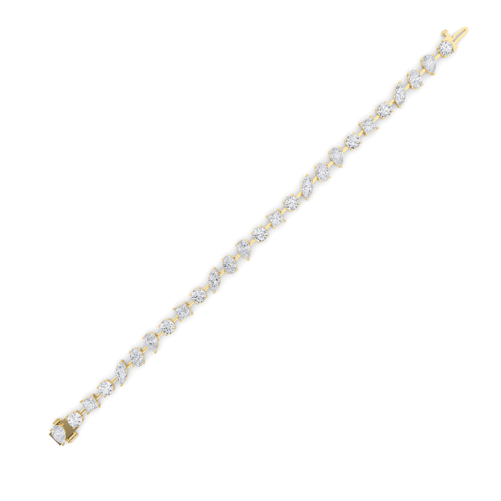 10.5Cttw Mix Shaped Lab Grown Diamond (F/VS) North South Bracelet in 14K Gold