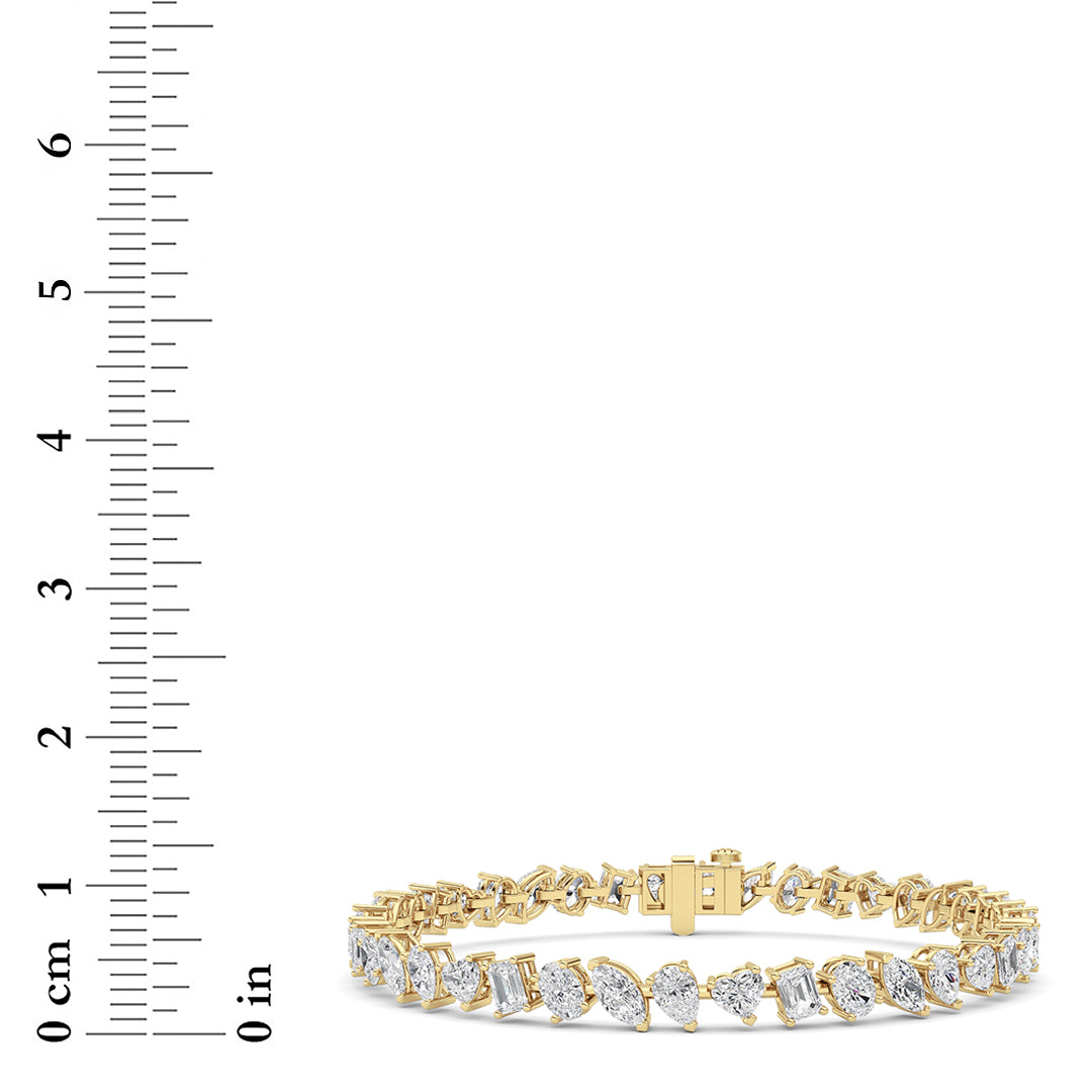 8Cttw Mix Shaped Lab Grown Diamond (F/VS) Bracelet in 14K Gold
