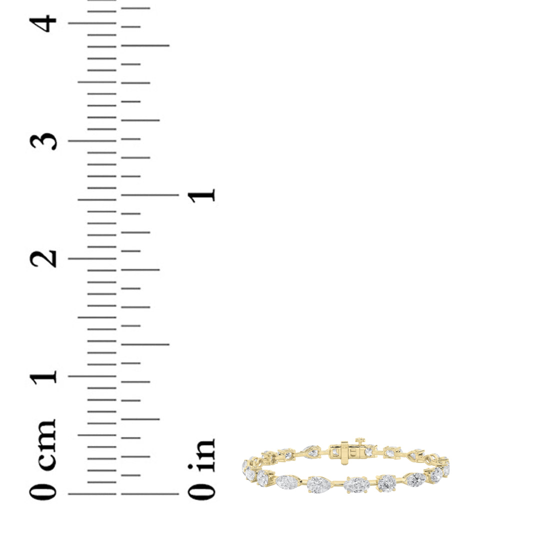 6Cttw Mix Shaped Lab Grown Diamond East & West Bracelet in 14K Gold (F/VS)