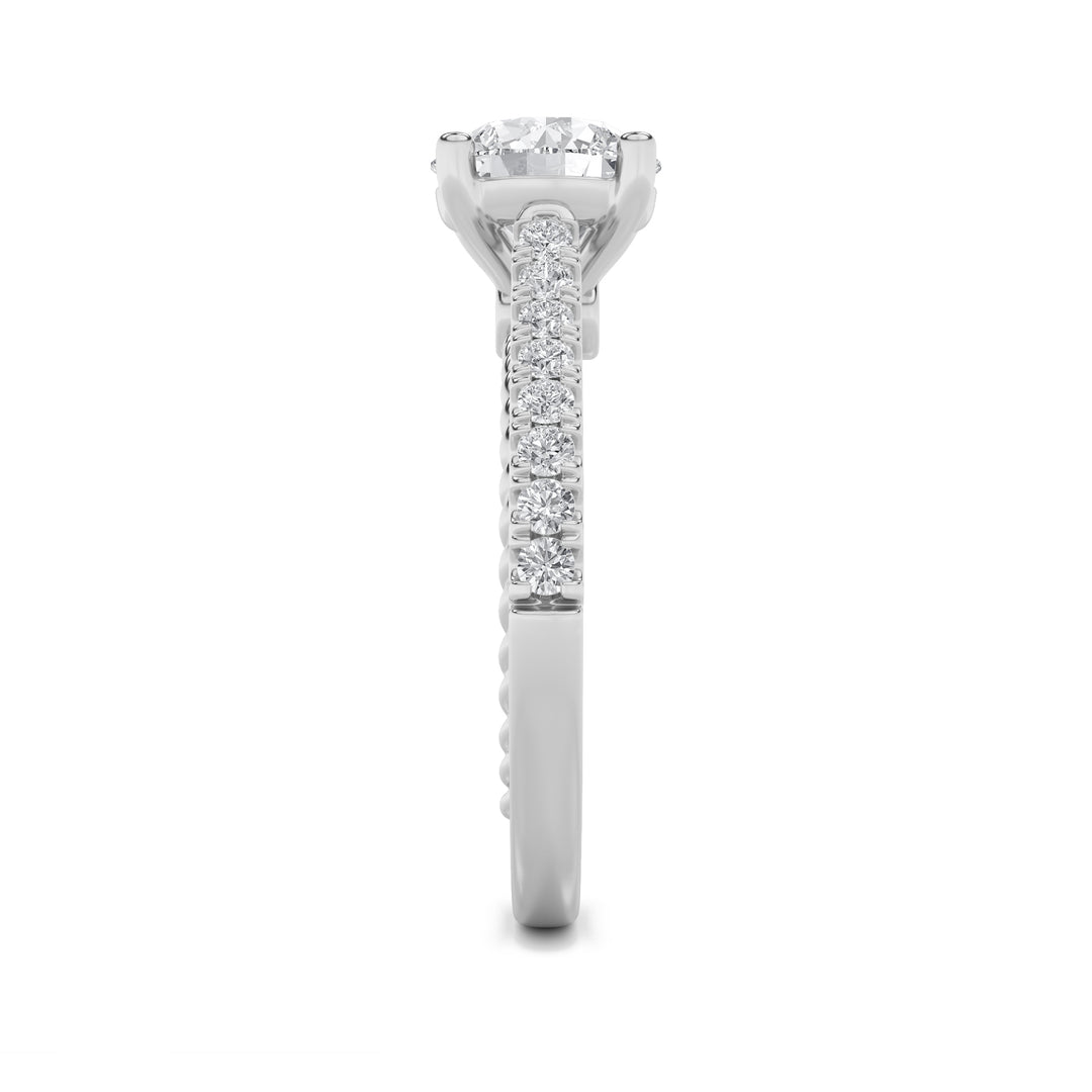 2Cttw Round Shaped Lab Grown Diamond (F/VS) Two Tone Accented Rope Design Engagement Ring in 14K Gold