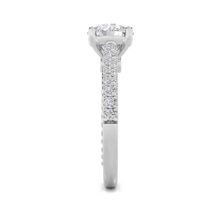 2Cttw Round Shaped Lab Grown Diamond (F/VS) Two Tone Accented Rope Design Engagement Ring in 14K Gold
