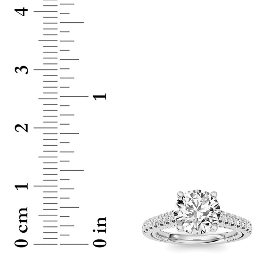 2Cttw Round Shaped Lab Grown Diamond (F/VS) Two Tone Accented Rope Design Engagement Ring in 14K Gold