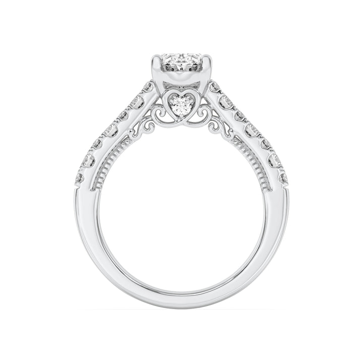 2Cttw Oval Shaped Lab Grown Diamond (F/VS) Accented Milgrain Engagement Ring in 14K Gold